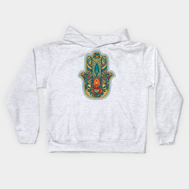 Colorful Hamsa Kids Hoodie by TomCage